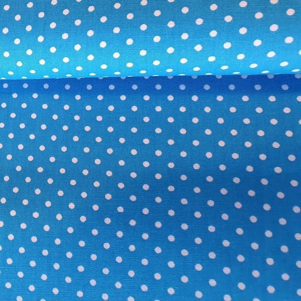 Baumwolle türkisblau mit weißen Punkten
