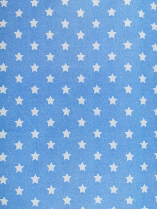 Baumwolle hellblau mit weißen Sternen