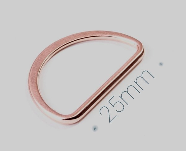 D-Ring, halbrunder Ring für bis zu 25mm breite Bänder, kupfer
